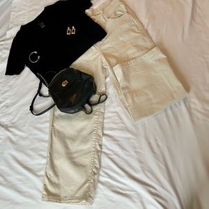 Wide leg denim pants